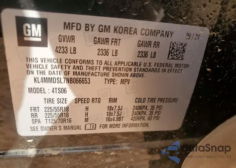 2022 Buick Encore Gx Select from USA, damaged, VIN KL4MMDSL7NB066653